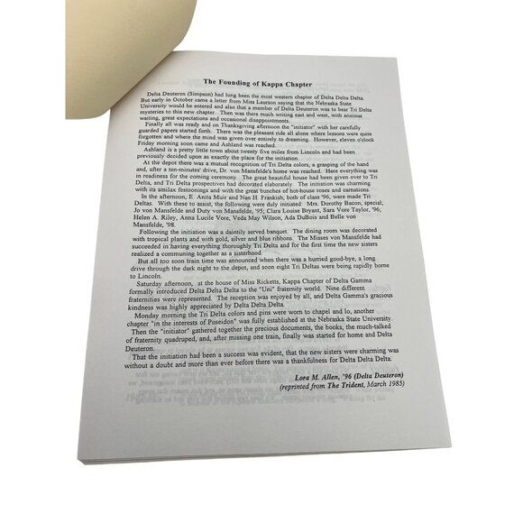 Tri Delta Kappa Chapter History 1894–1994 UNL 100 Years of Sisterhood Aug 1994 - Picture 2 of 7